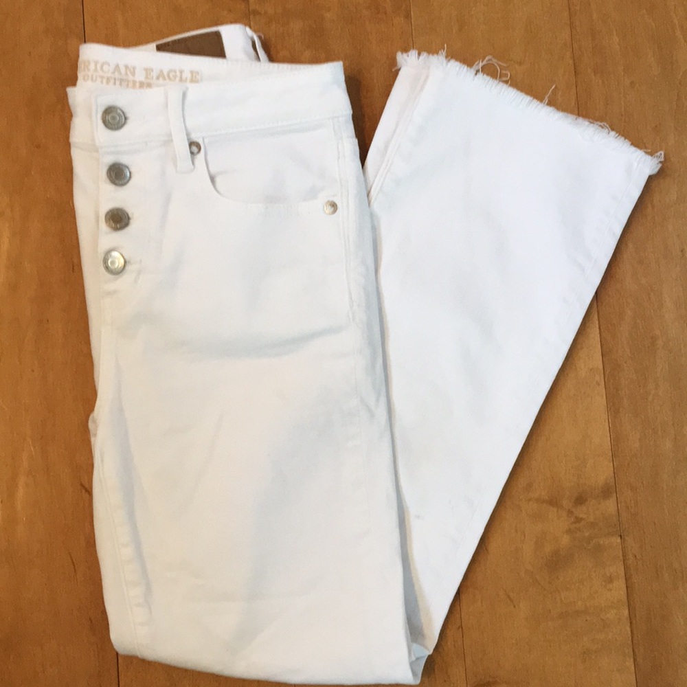 American Eagle White Crop Flare Jeans